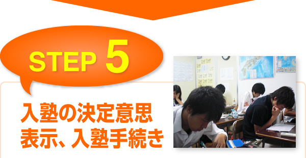 STEP5　入塾の決定意思表示、入塾手続き